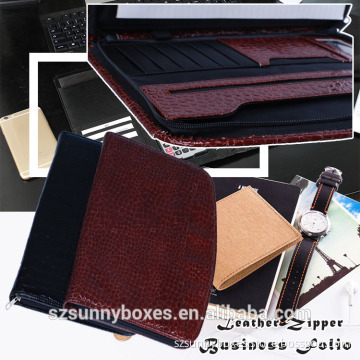 Luxury Leather Multi Layers/Pockets Zipper Business Portfolio Folder